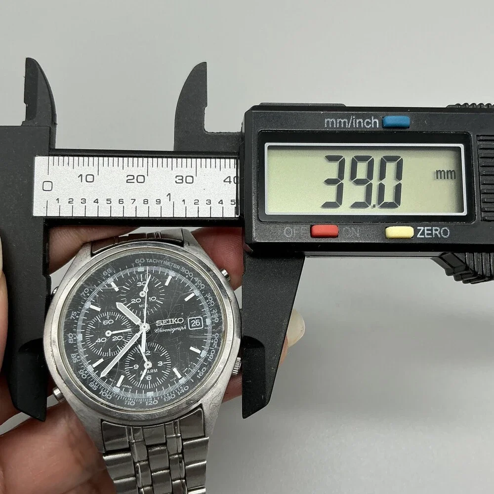 Vintage Seiko Chronograph 7T32-7C60 Mens Watch 39mm Black Dial New Battery 7.25